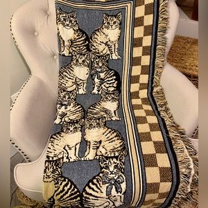 Cats Kitties Woven Cotton Blanket Tapestry Sofa Throw 45x68 Thick Soft Cozy